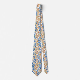 Blå och Beige Löv Herrkrage Slips