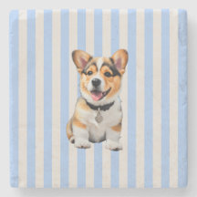 Blå Och Beige Randig Leksak Corgi Hundälskare