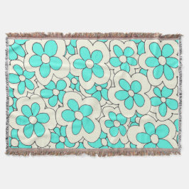 Blå- och blomsterdesign för hand plockade filt