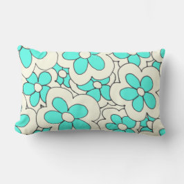 Blå- och blomsterdesign för hand plockade lumbarkudde