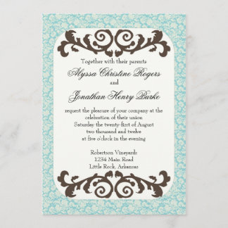 Blå och Brown bröllopsinbjudan Inbjudningar