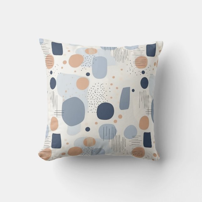 Blå och brun Abstrakt Färg DesignFleece Blanket Kudde (Framsida)