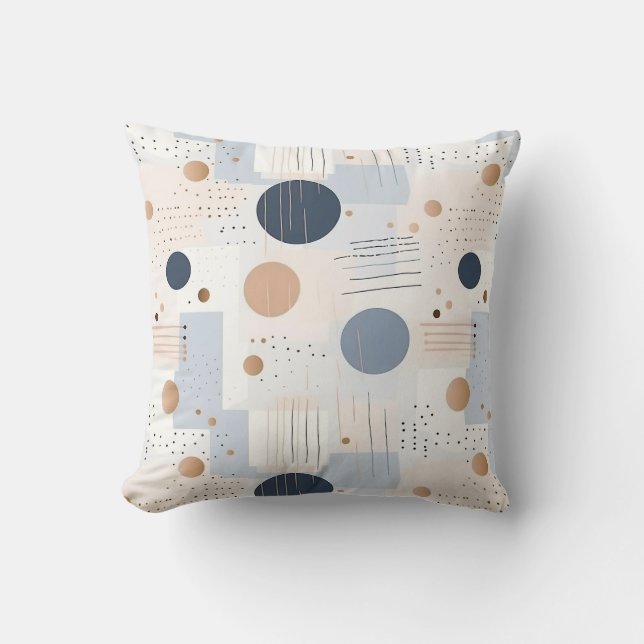 Blå och brun Abstrakt Färg DesignFleece Blanket Kudde (Framsida)