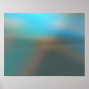 Blå och brun Abstrakt glöd nr 2 Poster