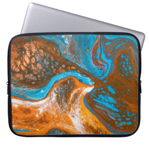 Blå och brun abstrakt laptop fodral