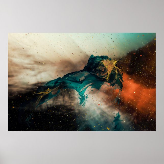 Blå och brun abstrakt poster (Framsidan)