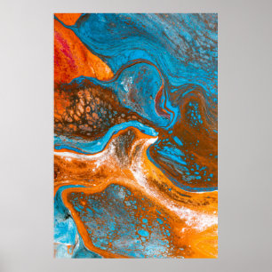 Blå och brun abstrakt poster