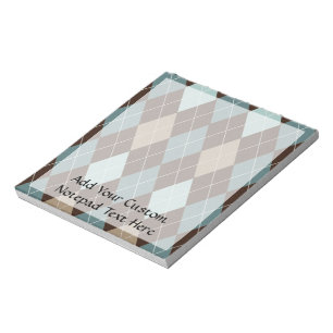 Blå och brun Argyle Mode Mönster Anteckningsblock