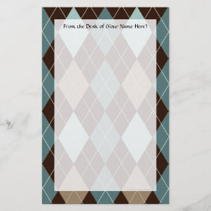 Blå och brun Argyle Mode Mönster Brevpapper