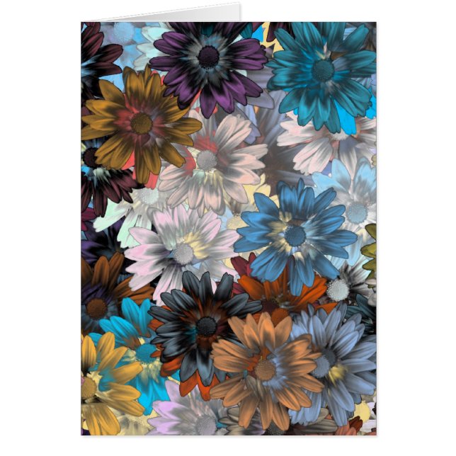 Blå och brun blommigt hälsningskort (Framsidan)