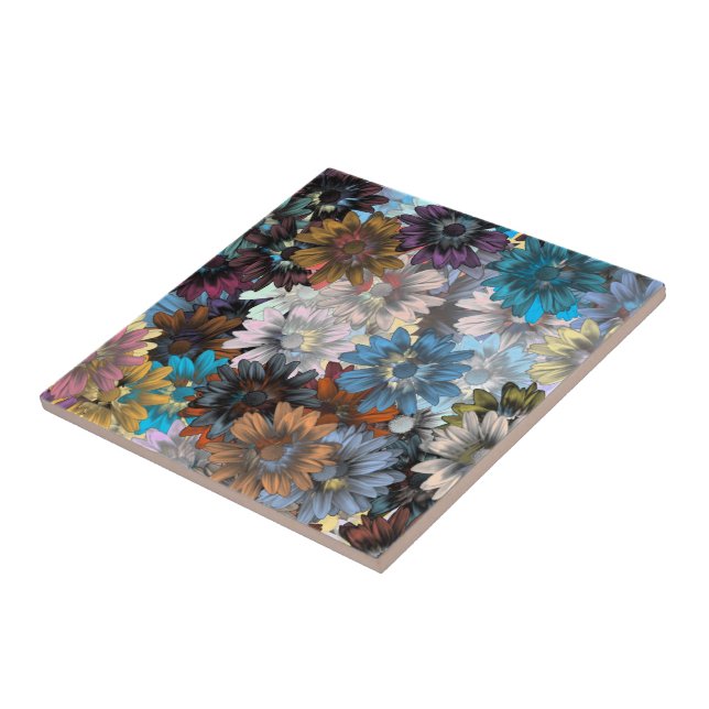 Blå och brun blomster kakelplatta (Sidan)
