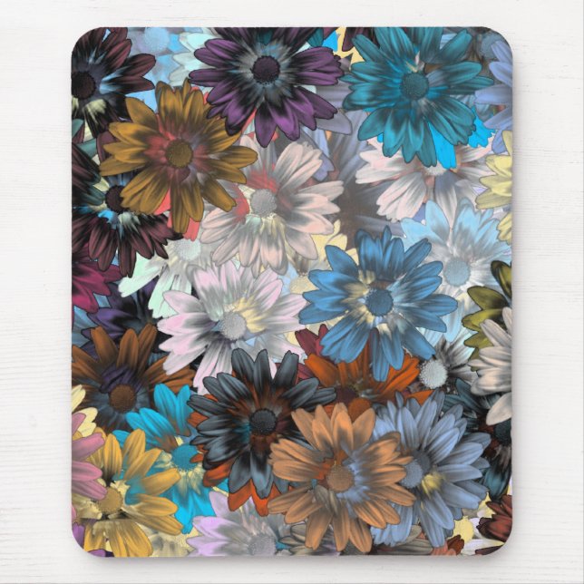 Blå och brun blomster musmatta (Framsidan)