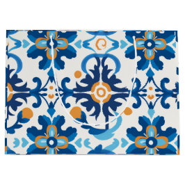 Blå och brun dekorativ presentsäck