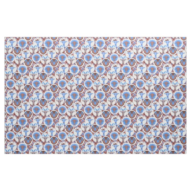 Blå och brun Hipster-getter - GetYerGoat™ Tyg (Fat Quarter)