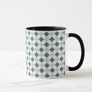 Blå och brun klassisk Argyle Mönster Mugg