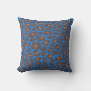 Blå och Brun Leopardtryck Utomhus Kudd Mode Kudde
