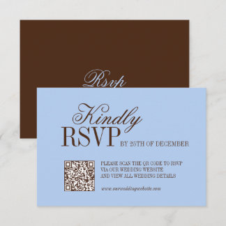 Blå och Brun Lyx Gammalt Pengar Bröllop RSVP-kort OSA Kort