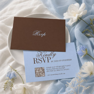 Blå och Brun Lyx Gammalt Pengar Bröllop RSVP-kort OSA Kort