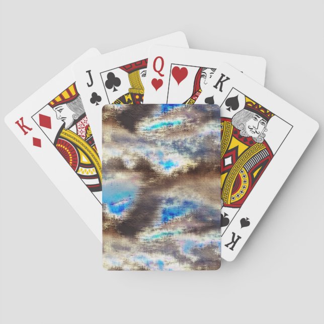 Blå och brun nedfläckad struktur i en grov vax casinokort (Baksidan)