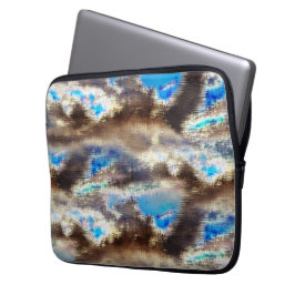 Blå och brun nedfläckad struktur i en grov vax laptop fodral