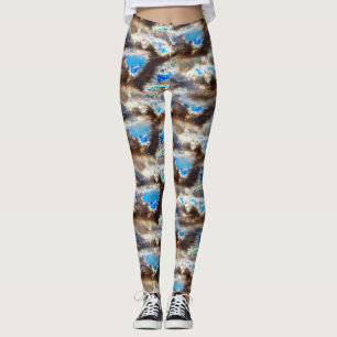 Blå och brun nedfläckad struktur i en grov vax leggings