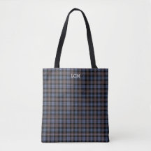 Blå och brun rutig Mackenzie-tartan med monogram