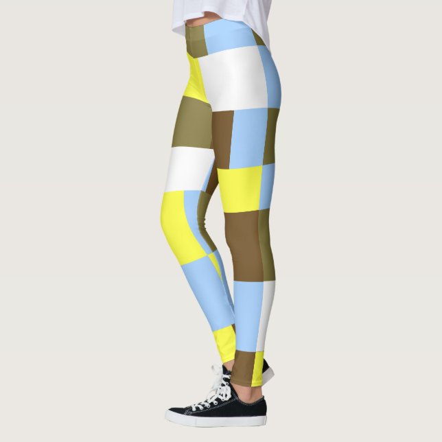 Blå och bruna block leggings (Vänster)