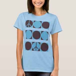 Blå och bruna fredspunkter t shirt