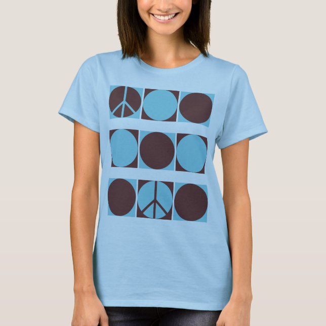 Blå och bruna fredspunkter t shirt (Framsida)