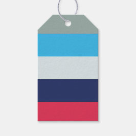 Blå Och Burgunderränder Presentetikett