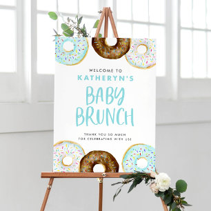 Blå och choklad Donuts Baby Brunch Välkommen Poster