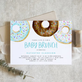 Blå och choklad Sprinkle Donuts Baby Brunch Inbjudningar