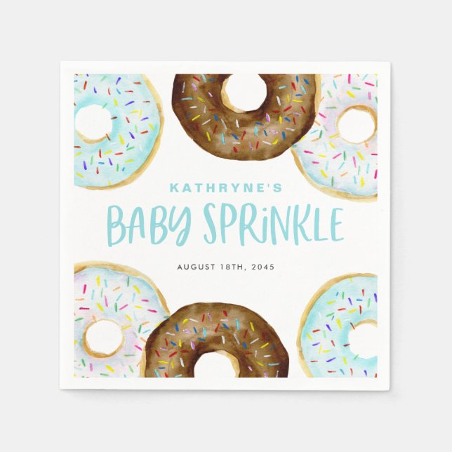 Blå och choklad Sprinkle Donuts Baby Sprinkle Pappersservett (Framsidan)