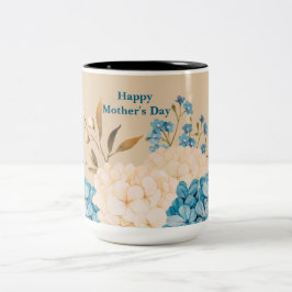Blå och Cream Blommigt Mors dag Två-Tonad Mugg