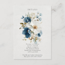 Blå och Cream Painterly Blooms Tilläggskort