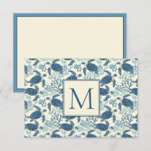 Blå och Cream Sea Turtle Monogram