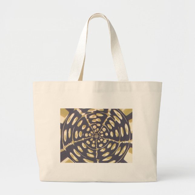 Blå och Creamy Polka Dot Oval Mönster Jumbo Tygkasse (Framsidan)