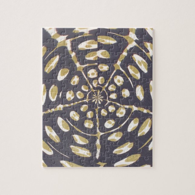 Blå och Creamy Skörd Circle Polka Dot Oval Mönster Pussel (Vertikal)