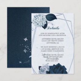 blå och dammig blå blommor geometriska detaljer tilläggskort