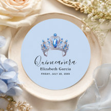 Blå och elfenbensfärgad blomster-quinceañera