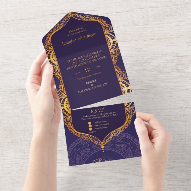 Blå och/eller violett med Guld Mandalas (Avrivbar del)
