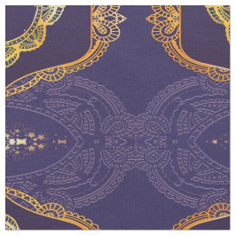 Blå och/eller violett med Guld Mandalas Tyg