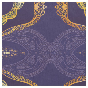 Blå och/eller violett med Guld Mandalas Tyg