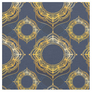 Blå och/eller violett med Guld Mandalas Tyg