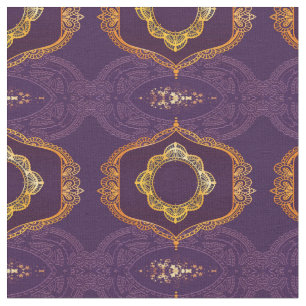 Blå och/eller violett med Guld Mandalas Tyg