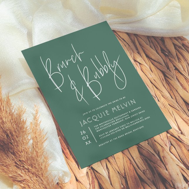 Blå och eukalyptus Grönt Brunch & Bubly Möhippa Inbjudningar (Skapare uppladdad)