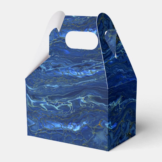 Blå och faux Guld marble Akryla Abstraction Presentaskar (Framsidan Sidan)