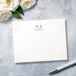 Blå och Glitter i monogram personlig Stationery Anteckningskort