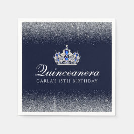 Blå och Glitter Quinceanera Pappersservett
