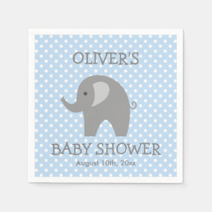 Blå och grå söta elefantpojkar baby shower servett